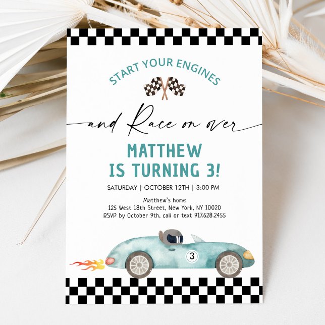 Invitación Cumpleaños de los autos Blue Race (Subido por el creador)