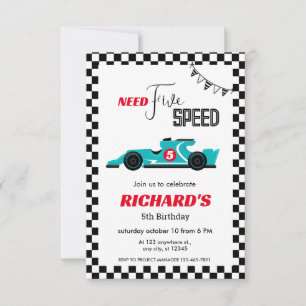 Invitación Cumpleaños de los autos Blue Race   Necesidad de c
