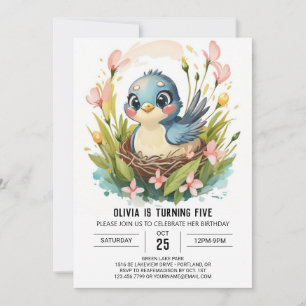 Invitación Cumpleaños de los Aves Forestales Infantiles