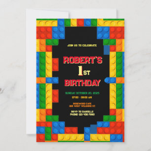 Invitación Cumpleaños de los bloques de edificios coloridos