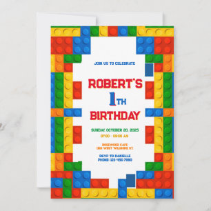 Invitación Cumpleaños de los bloques de edificios coloridos