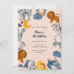 Invitación Cumpleaños de los boho celestes