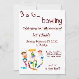 Invitación Cumpleaños de los bolos para el Fiesta de Bowling