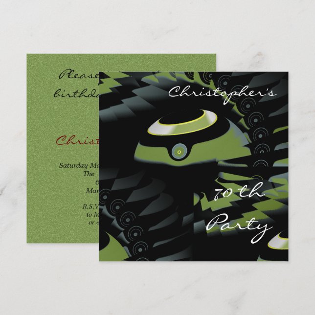 Invitación Cumpleaños de los bolos verdes planos (Anverso / Reverso)