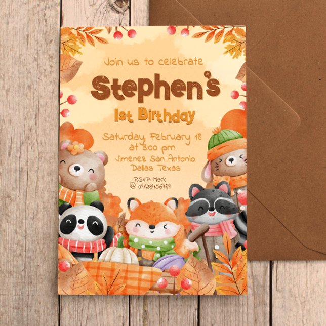 Invitación Cumpleaños de los bosques de otoño (Subido por el creador)