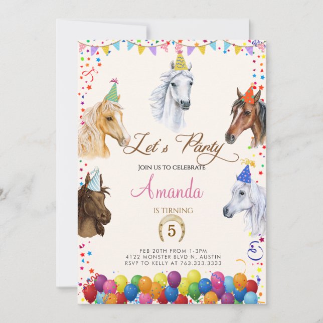 Invitación Cumpleaños de los Caballos (Anverso)