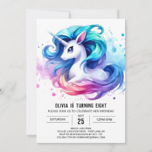 Invitación Cumpleaños de los Caballos en Línea de la Acuarela