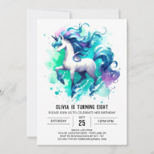 Invitación Cumpleaños de los Caballos en Línea de la Acuarela