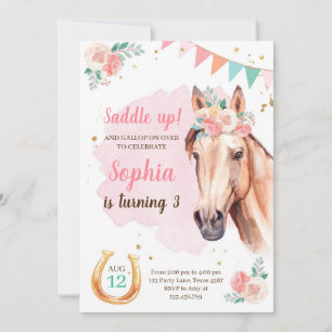 Invitación Cumpleaños de los Caballos Invitan a Chica Cowgirl