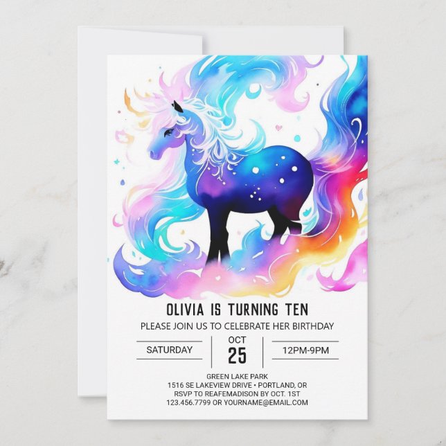 Invitación Cumpleaños de los caballos Personalizados modernos (Anverso)