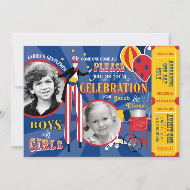 Invitación Cumpleaños de los caminante del zanco del circo (Anverso)