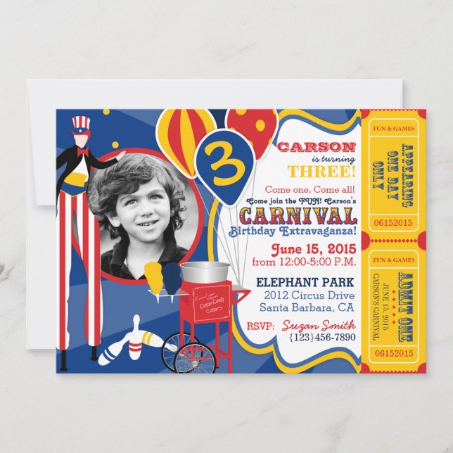 Invitación Cumpleaños de los caminante del zanco del circo (Anverso)