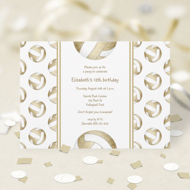 Invitación cumpleaños de los chicas de patrón de voleibol de  (Subido por el creador)