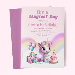 Invitación Cumpleaños de los Chicas de Rainbow Unicorn mágico