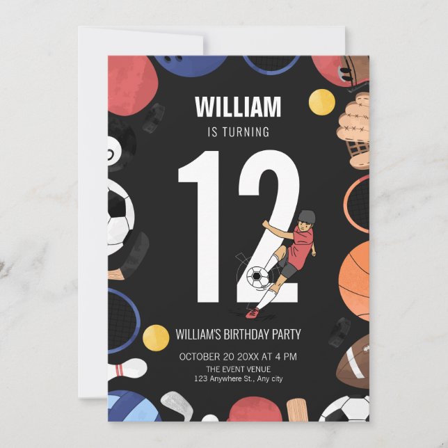 Invitación Cumpleaños de los chicos de fútbol (Anverso)