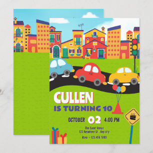 Invitación Cumpleaños de los coches de clase