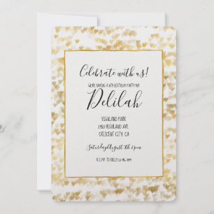 Invitación Cumpleaños de los corazones dorados