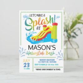 Invitación Cumpleaños de los deslizamientos de agua, hagamos