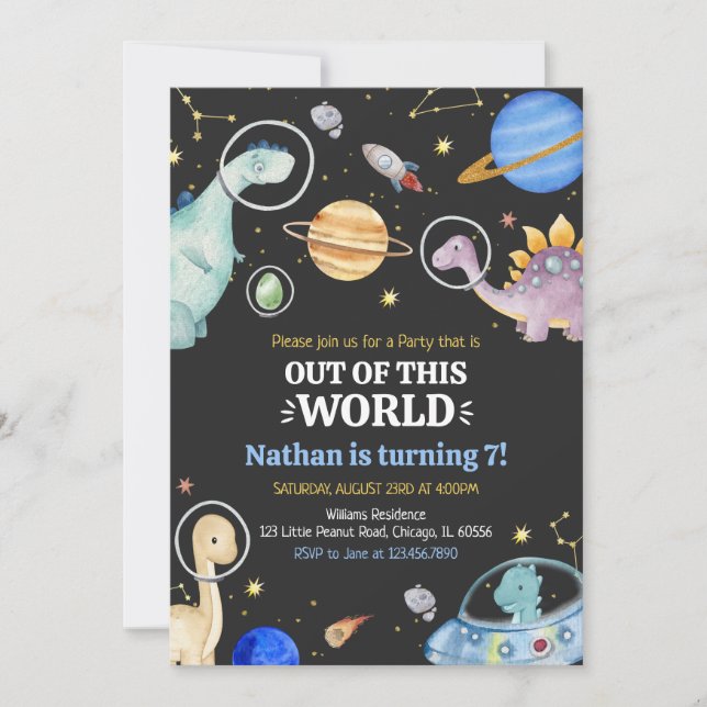 Invitación Cumpleaños de los dinosaurios (Anverso)