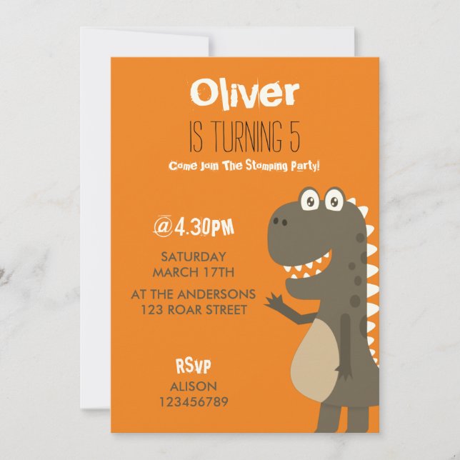 Invitación Cumpleaños de los dinosaurios (Anverso)