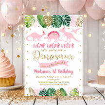 Cumpleaños de los Dinosaurios de Oro Rosado