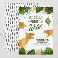 Cumpleaños de los dinosaurios invita a cuatro Fies