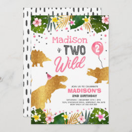 Invitación Cumpleaños de los dinosaurios invita a dos Fiestas