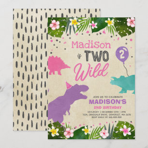 Invitación Cumpleaños de los dinosaurios invita a dos Fiestas