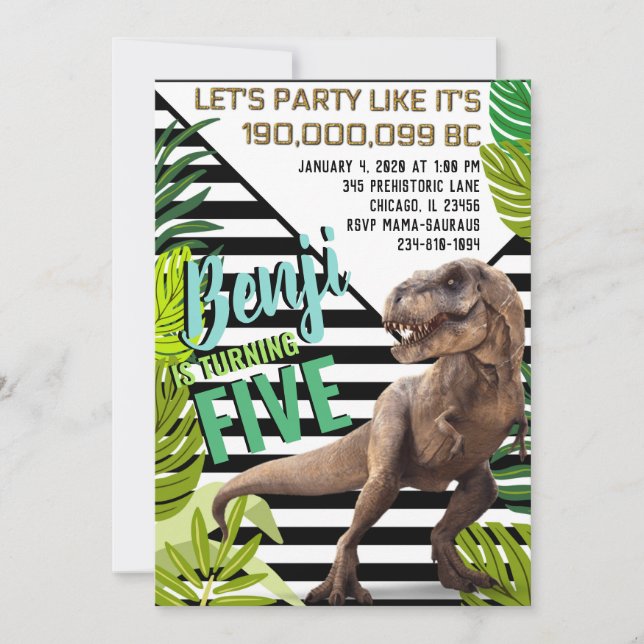 Invitación Cumpleaños de los dinosaurios modernos (Anverso)