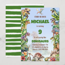 Invitación Cumpleaños de los dinosaurios realistas de Guay de