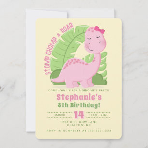 Invitación Cumpleaños de los dinosaurios rosados
