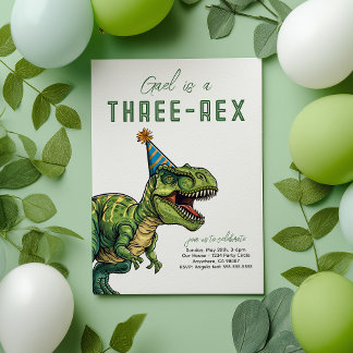 Invitación Cumpleaños de los Dinosaurios Tres Rex