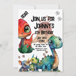 Invitación Cumpleaños de los dinosaurios, volcán