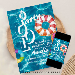 Invitación Cumpleaños de los Fiestas de Guay Pool