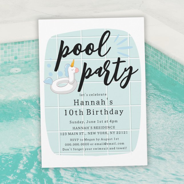 Invitación Cumpleaños de los Fiestas de la piscina flotante d (Subido por el creador)