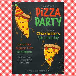 Invitación Cumpleaños de los Fiestas Kawaii Pizza