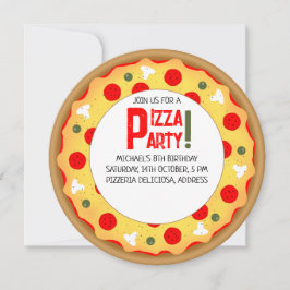 Invitación Cumpleaños de los fiestas Pizza