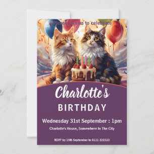 Invitación Cumpleaños de los gatos