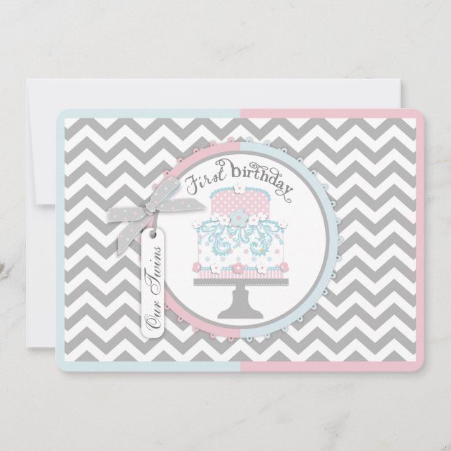 Invitación Cumpleaños de los gemelos del lazo y del tutú (Anverso)