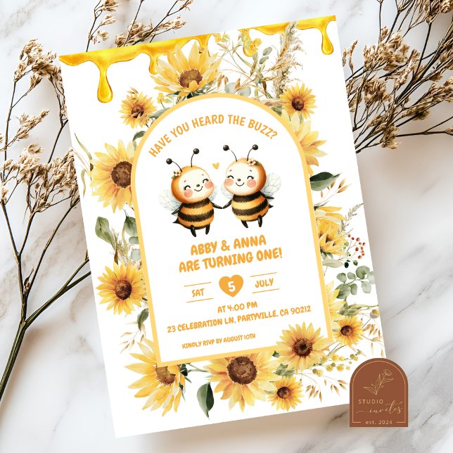 Invitación Cumpleaños de los Gemelos Girasoles (Subido por el creador)