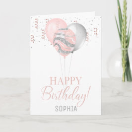 Invitación Cumpleaños de los globos Rubor y Silver