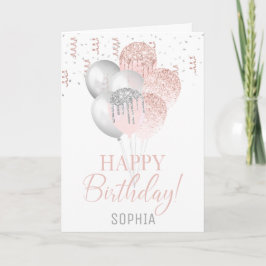 Invitación Cumpleaños de los globos Rubor y Silver