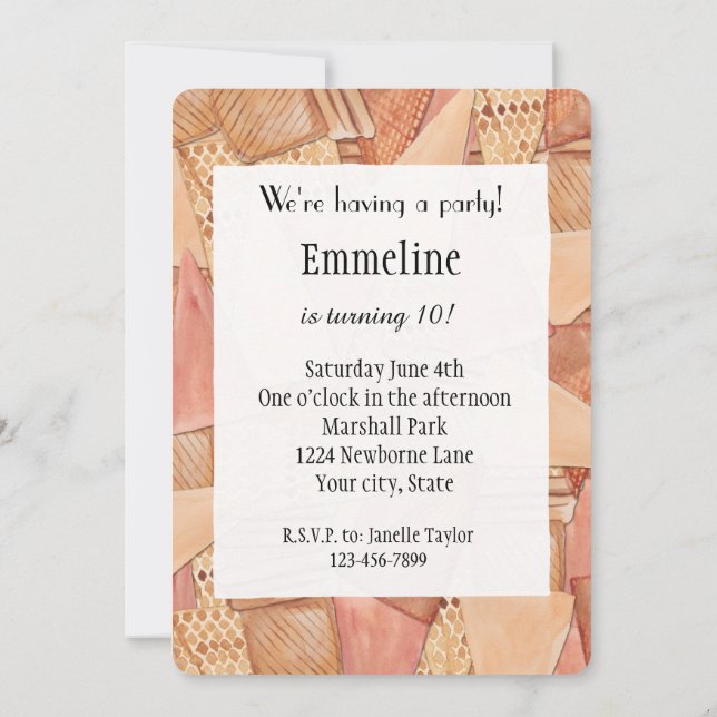 Invitación Cumpleaños de los Helados Cream (Reverso)