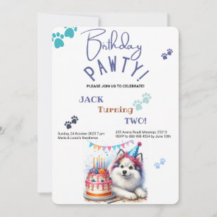 Invitación Cumpleaños de los Hermanos Americanos Eskimo Dog