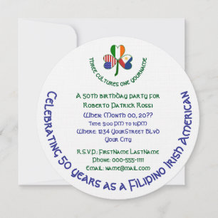Invitación Cumpleaños de los irlandeses Shamrock filipinos