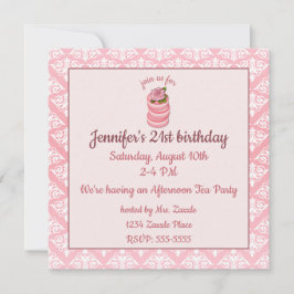 Invitación Cumpleaños de los Macarons Rosas