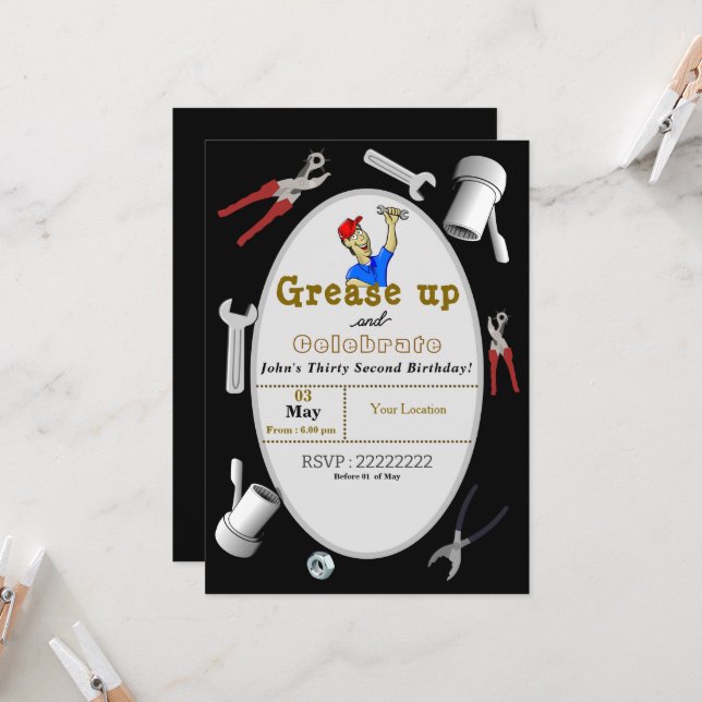 Invitación Cumpleaños de los mecánicos (Anverso/Reverso In Situ)