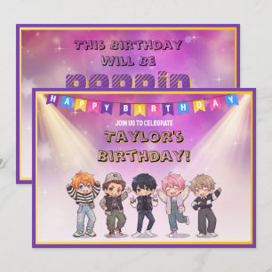 Invitación Cumpleaños de los miembros de la banda Chibi Kpop