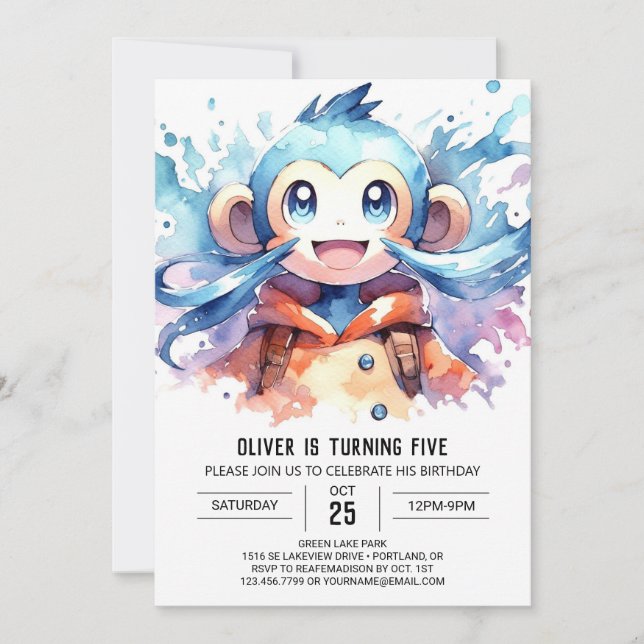 Invitación Cumpleaños de los monos alegre en línea (Anverso)