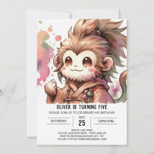 Invitación Cumpleaños de los Monos Bohemios de Woodland